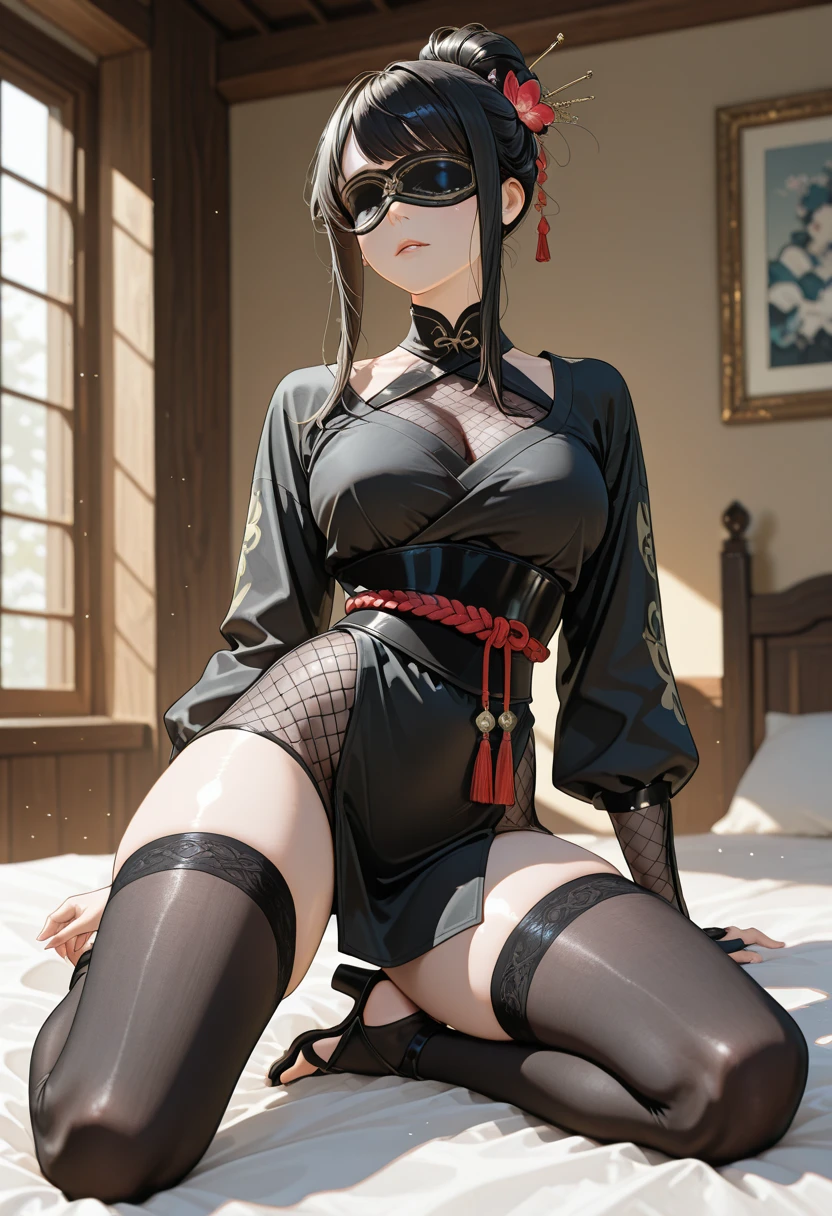 ((最高品質)), ((傑作)), (詳しい), 完璧な顔,1girl,from front,full body,foot focus,curvy,house wife, slicked back hair,chignon,updo hair,red eyes,BREAK,(((open stance,squatting,spread legs,arms behind back,))),BREAK,moody face,anguish,bashful,embarrassed,glasses,(((condom in mouth))),looking at viewer,BREAK,((military uniform, black clothes, gloves, lieutenant officer, intricate pattern clothes)),see through thin micro bikini,garter belt,race stocking,high heels,Break,perfect nipple, extremely detailed nipple, round areola,extremely detailed pussy,pubic hair,(military uniform, black clothes, gloves, lieutenant officer, intricate pattern clothes,see through thin micro bikini,garter belt,race stocking,nipple,pussy,public hair:1.2),on the bed,