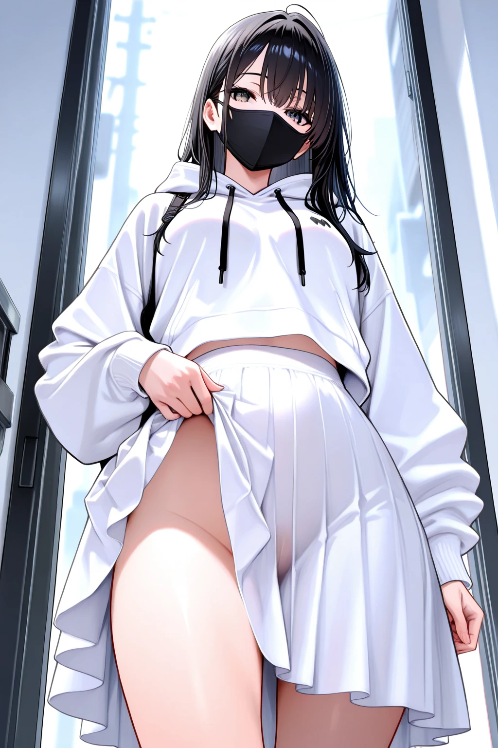 (masuter piece, High quality), Multiple girls, (Large crowds), School Locker Room, (white  panties), White T-shirt, Changing clothes, Soft light、Checked Panties、streaked々bra