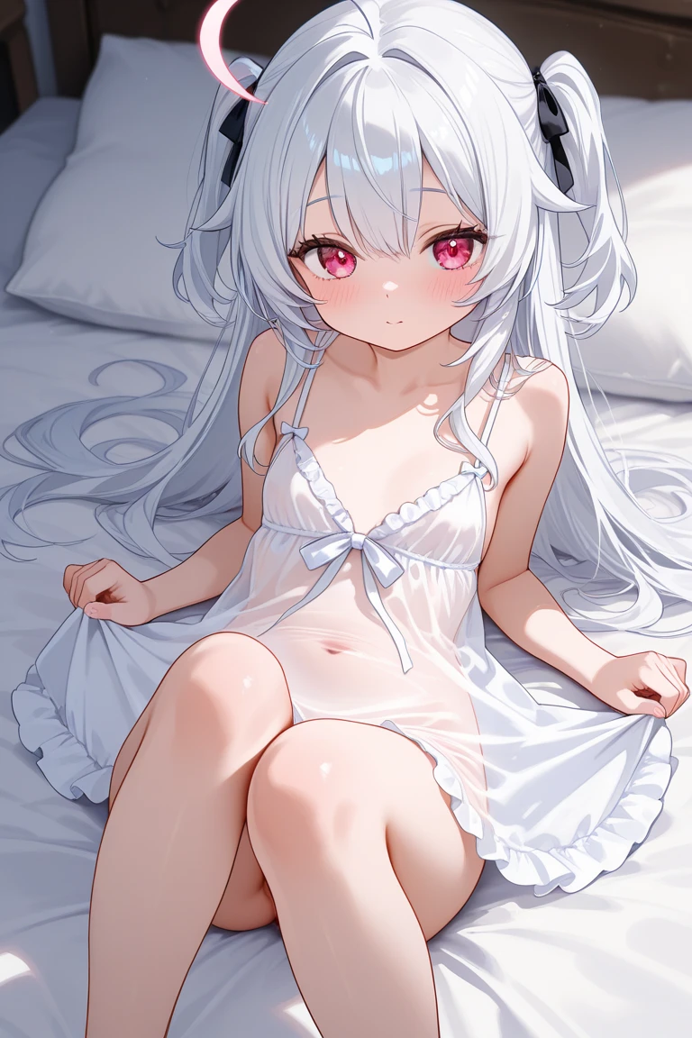 、Completely naked、garter、Bunny ears、Erotic、Lolita、Masturbation、Squirting、photograph、high resolution、Highest quality、No pubic hair、bed、alone、Inner thighs、blush