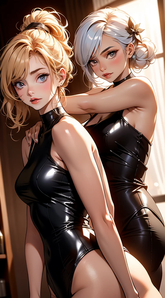 a woman, 1girl, gold retro curl cut hair, big breasts, green eyes, happy face, sexy white short nurse outfit, full body, hospital room, incredibly sexy body, detailed face, beautiful detailed eyes, beautiful detailed lips, extremely detailed eyes and face, long eyelashes, intricate details, highly detailed, photo realistic, 8k, best quality, masterpiece, cinematic lighting, dramatic lighting, vibrant colors, fantasy, digital art, concept art