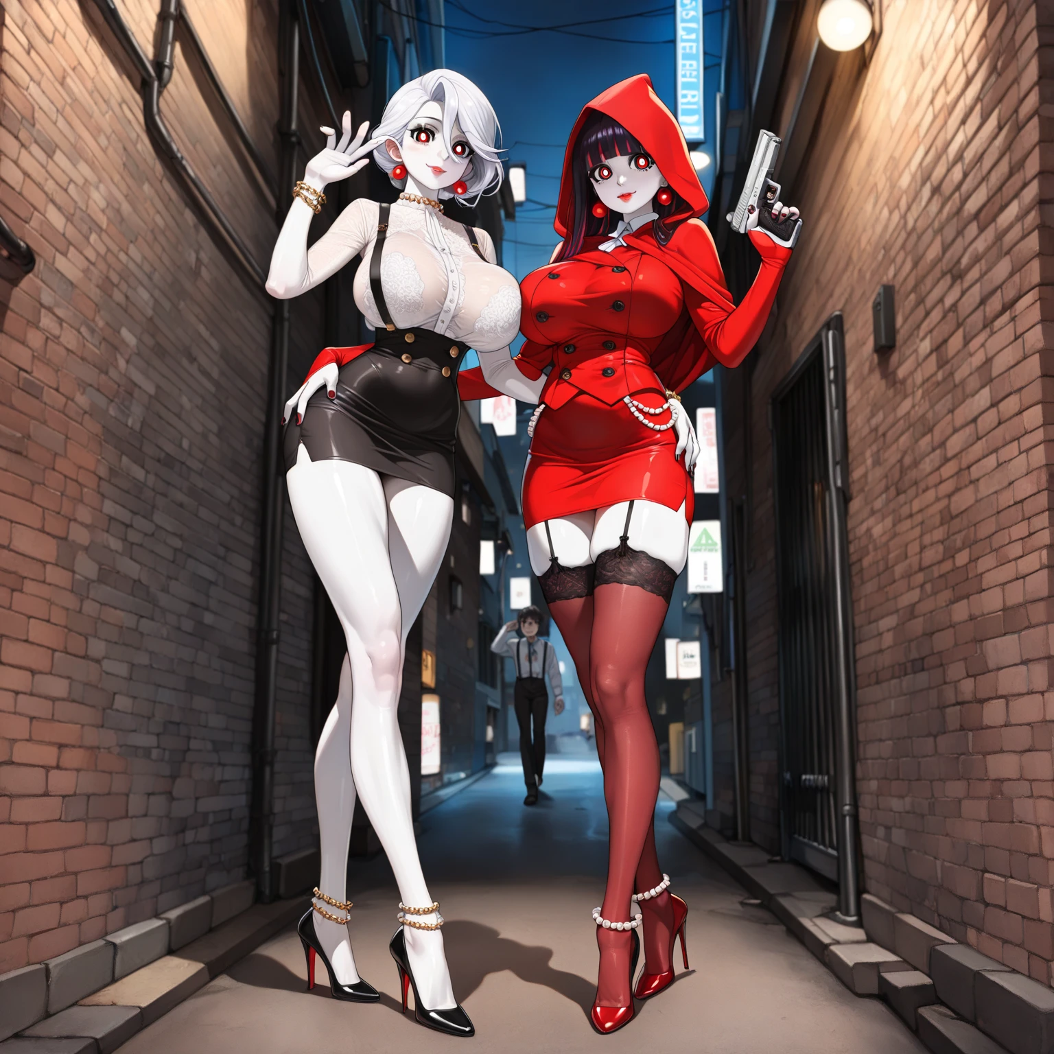 Masterpiece, Best, Highest Resolution, Highest Quality, Highest Pixel, Ultra Realistic, Gwen Spider-Man, Full Body, Spider Uniform, Hood, Extremely Detailed CG Wallpaper, Moderate Breasts, Sexy Body, White Hair, Face Smile, Red Glow, Milk Stains at the Corners of the Mouth, Bikini, Bound by Lots of Tentacles