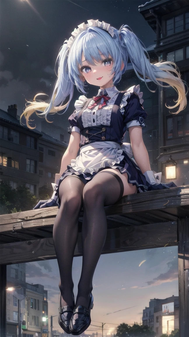 Siesta has white hair in a chin-length bob with Birkin bangs and sky blue eyes. She also clips various bobby pins towards the right side of her hair and wears a simple belt. Her outfit is monochrome, consisting of an unbuttoned grey jacket, clasped at the top with a red bow; a black blouse underneath; and a grey skirt with ruffled fabric underneath and a lace draping over it. Siesta wears black tights and Mary Janes. Her outfit closely resembles a goth lolita aesthetic.