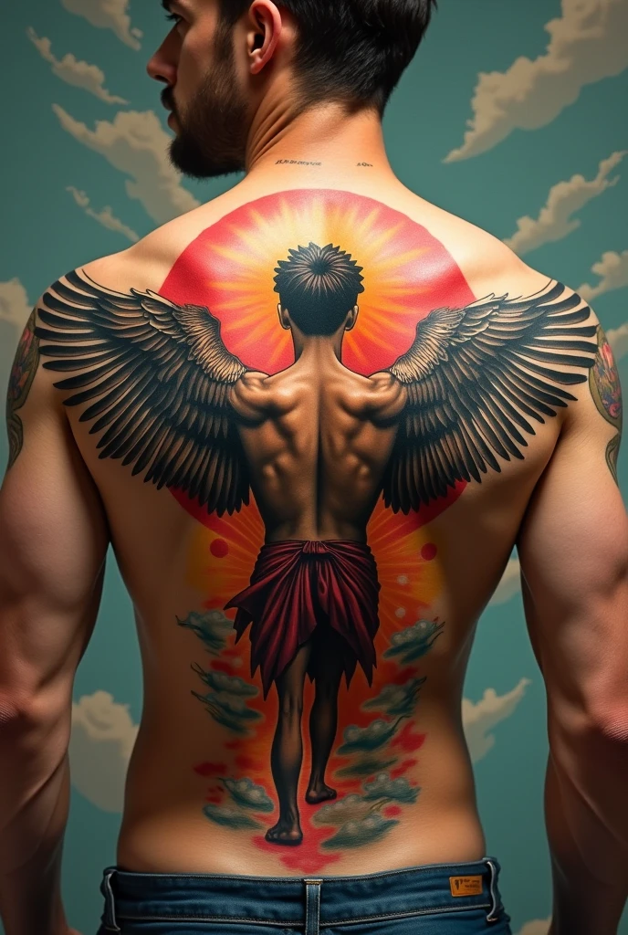 Angel tattoos for men with roses 