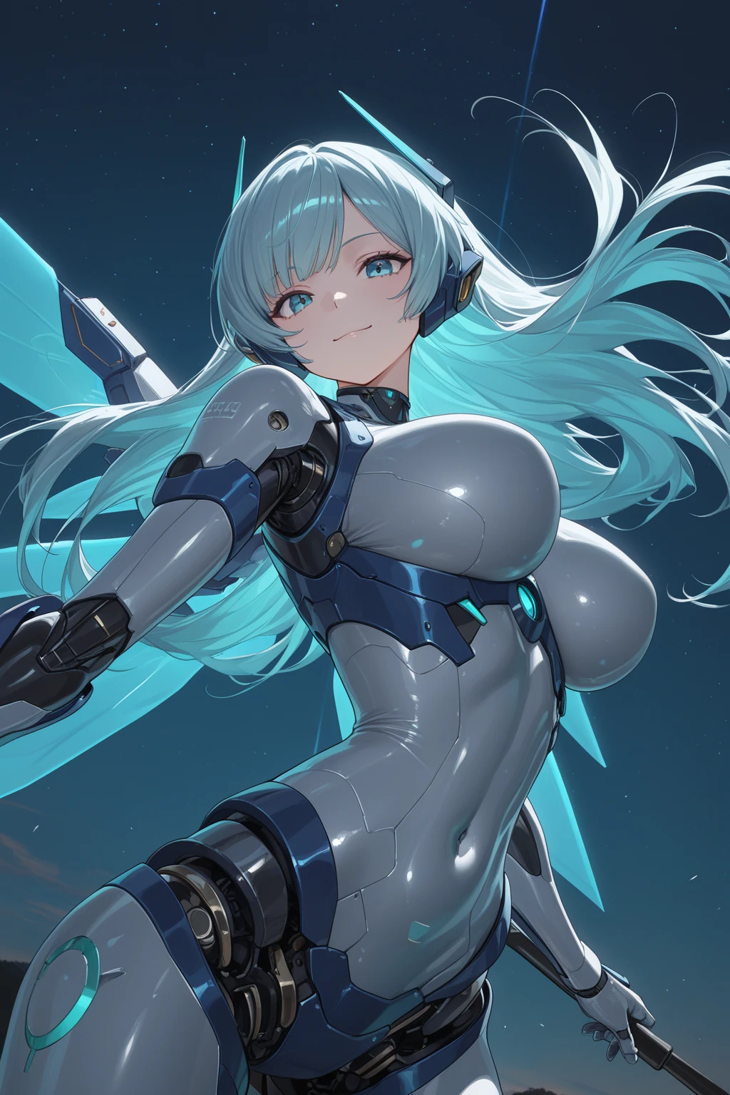 ((8K))、((32K))、((top-quality))、((masterpiece))、((超A high resolution))、detailed skin textures、Detailed Cloth Texture、Detailed metal texture、((beautifull detailed face))、Raw photo、proffesional、Ultra-fine painting、((独奏))、((Woman dressed as a mecha angel))、beutiful breast、concept-art、anime fantasy artwork、detailed fantasy art、Anime character with pale blue-violet hair and large white wings、(((Twin-tailed)))、(mechs:1.6)Sleek and menacing design、((Heavy weapons long-range support armament))、Pure white and blue-violet armor、8k high quality detailed art、symmetrical wings、NSFW