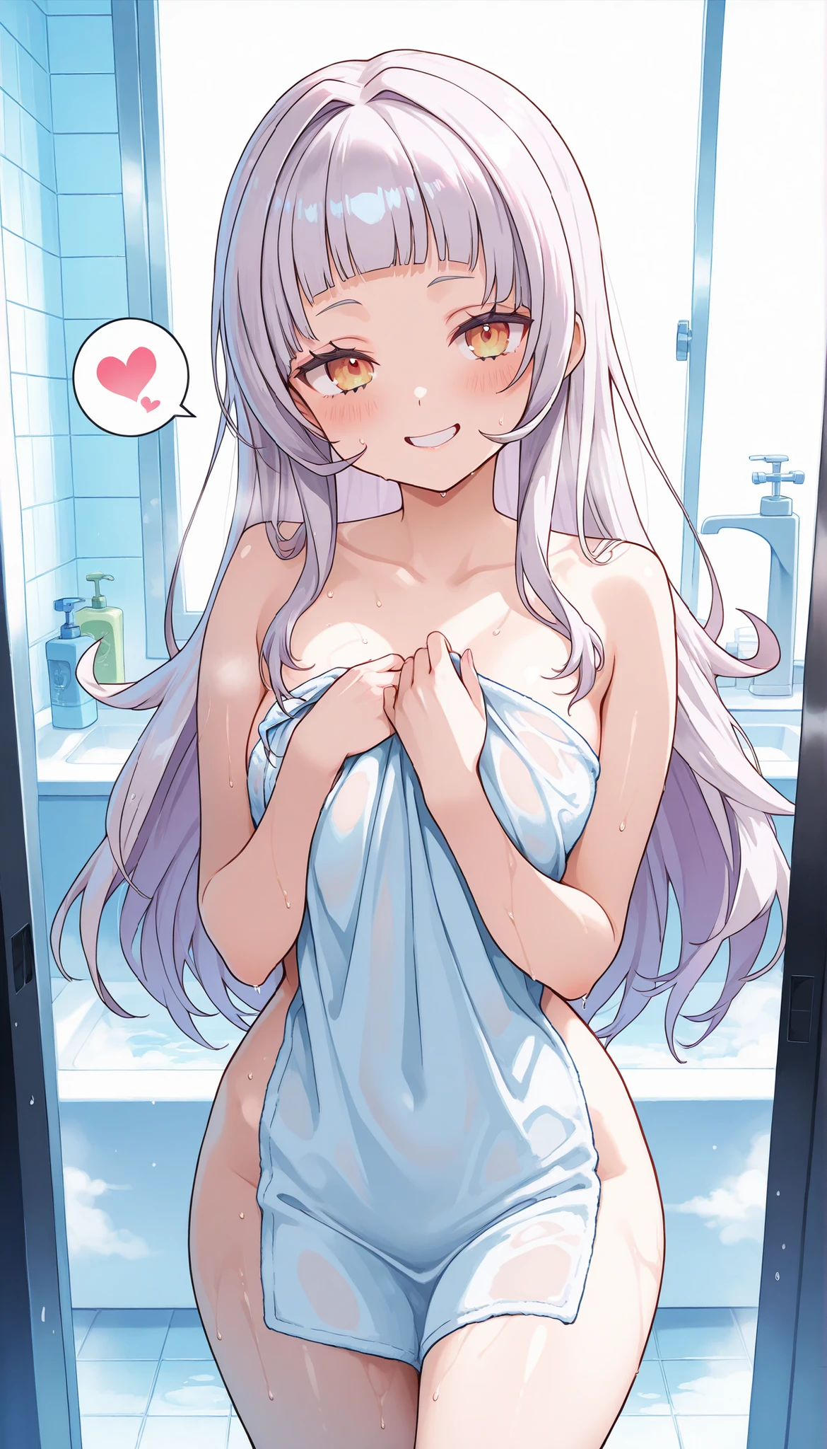 biwa hayahide \(umamusume\), under rim glasses, Sexy body, sexypose, naked towel, towel