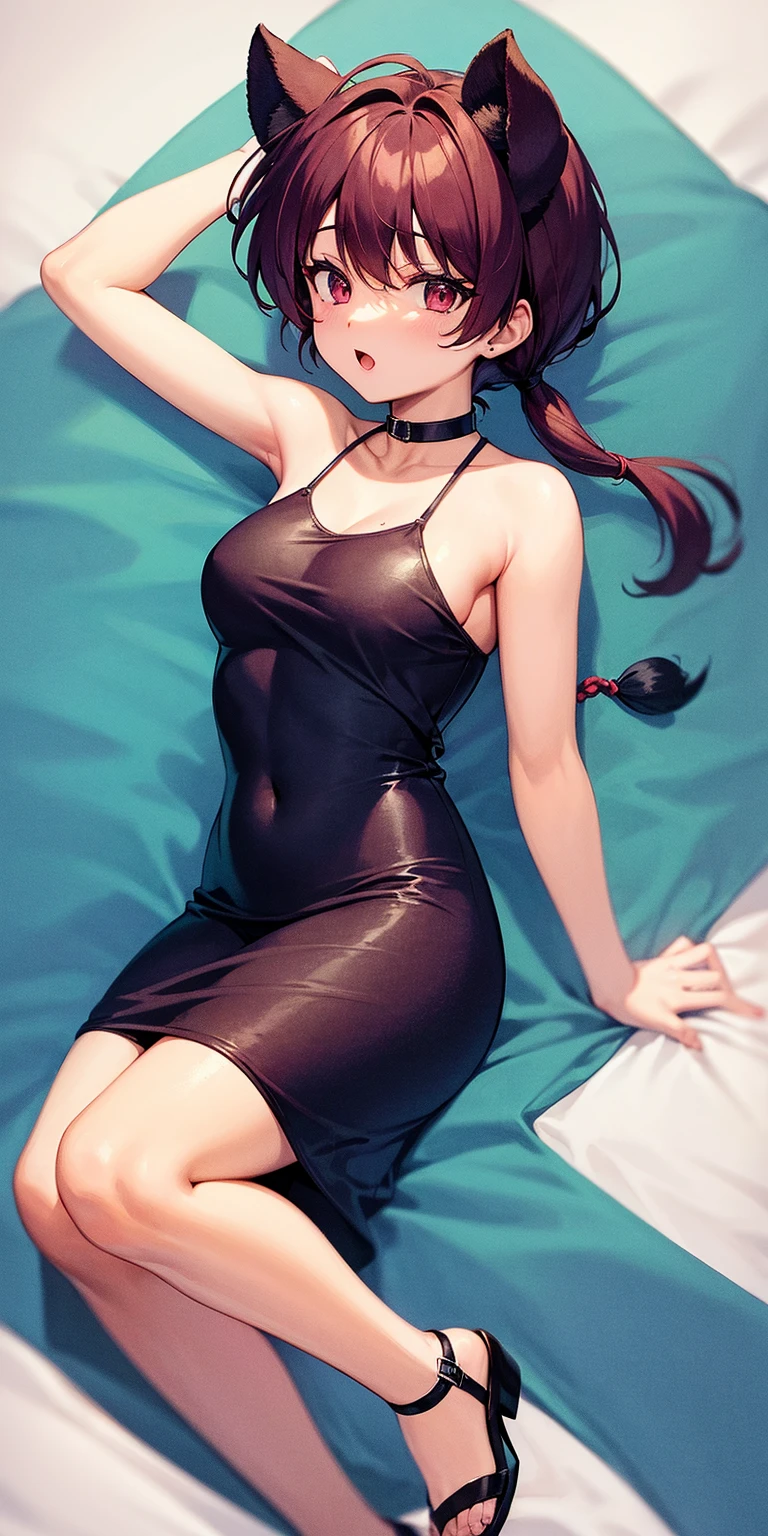 arafed woman in a black dress and cat ears posing for a picture, sun yunjoo, gorgeous young korean woman, she is wearing a black dress, captured on canon eos r 6, sexy dress, heonhwa choe, iu lee ji-eun as a super villain, wearing black dress, korean girl, beautiful south korean woman, jaeyeon nam