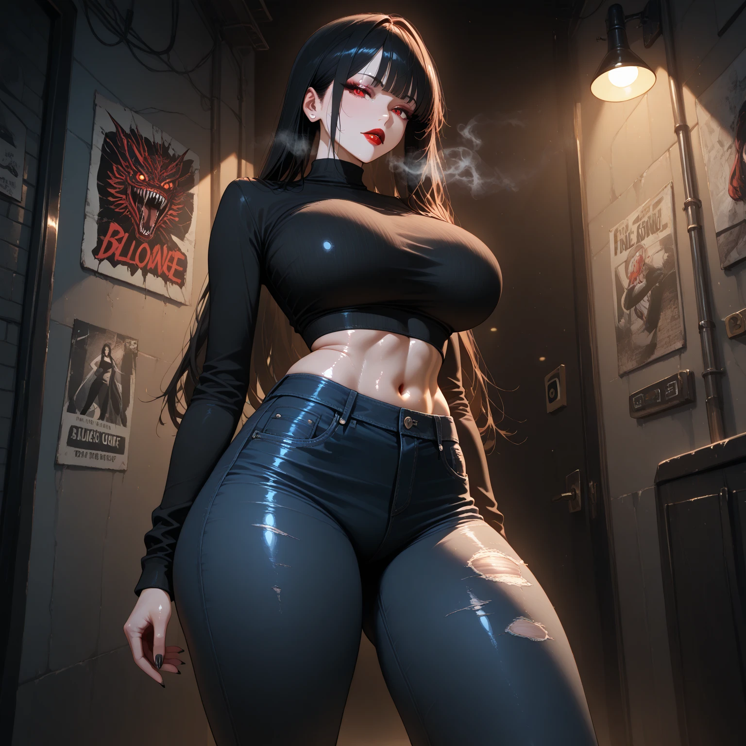 (Masterpiece), Hyper Realistic, SSBBW, 600-pound woman, aggy-belly, dimpled-face, wearing (Leggings:1.0), Pleated Skirt:1.0), Sports Top:1.0), High Ponytail:1.0), High Boots:1.0), Long Fur Jacket:1.0), On a Foggy Moonlit Night:1.1), In a Ghost Town:1.0), High Detail, Detailed Face:1.1), Hyper Detailed Eyes:1.1), Detailed Lips:1.1), Metal Chained-Collar:1.0