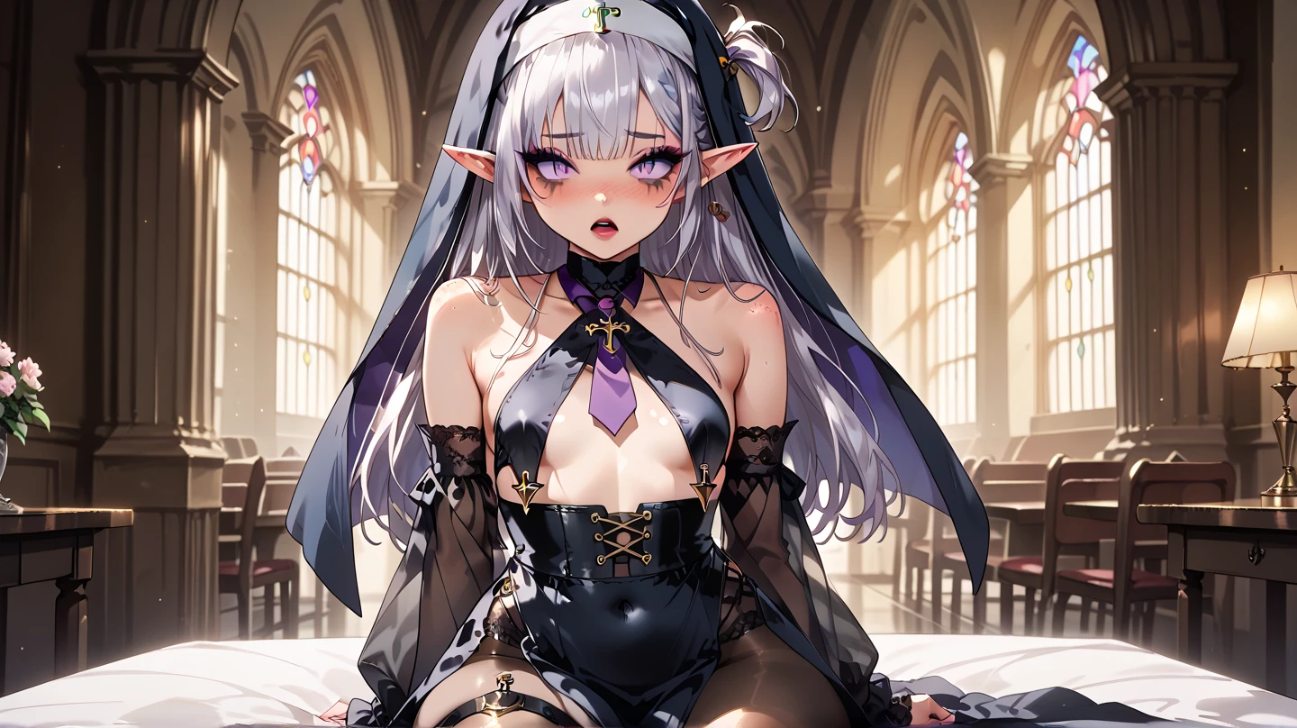 10 years old girl, flat chest, Severe, (nipples), Warrior, armor, elegant, Pink Dress, aristocratic, silver element, Long nails, Exposing shoulders, Hairstyle, Put your hair up, Braids and ponytails, Messy, arrogant, Absurd, detailed dress, Royalty, celebration, Hall decorated with flowers, Cowgirl position sex, Portraiture, (highest quality), (masterpiece), (Very detailed), (4K), cum in pussy