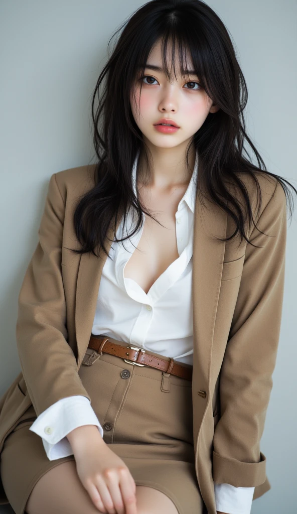 (Highest quality))、Beauty、Fully open shirt、