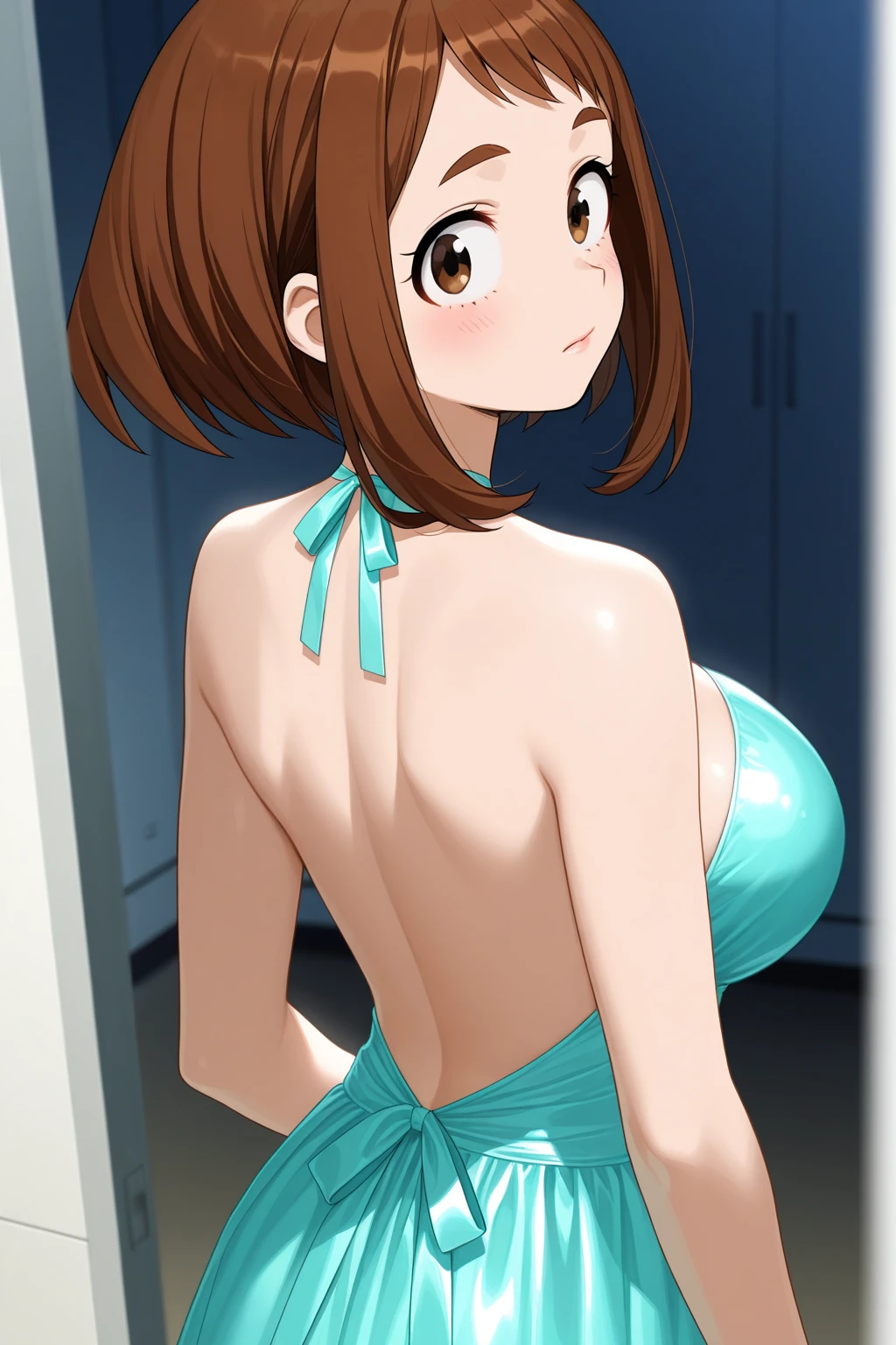1 woman, alone, 8K, masterpiece, (The shirt will be tight around the chest...............:1.5), Masterpiece, 8ก, (big breasts:1.5), Cute face, smile a little, look at the audience., (hairy:1.8), (nipple:1.6), , blue panties, Show some shirts.. ,