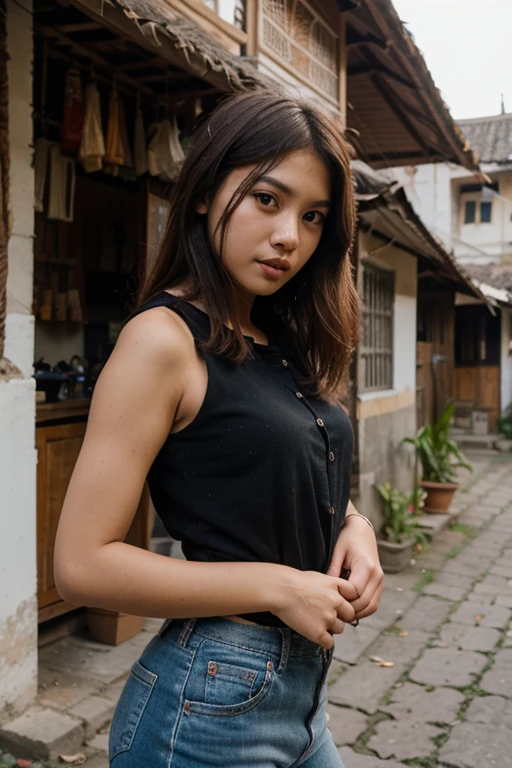 Lesbian years old, Indonesian milf, big breast, teasing, open hair, t-shirts, pants.