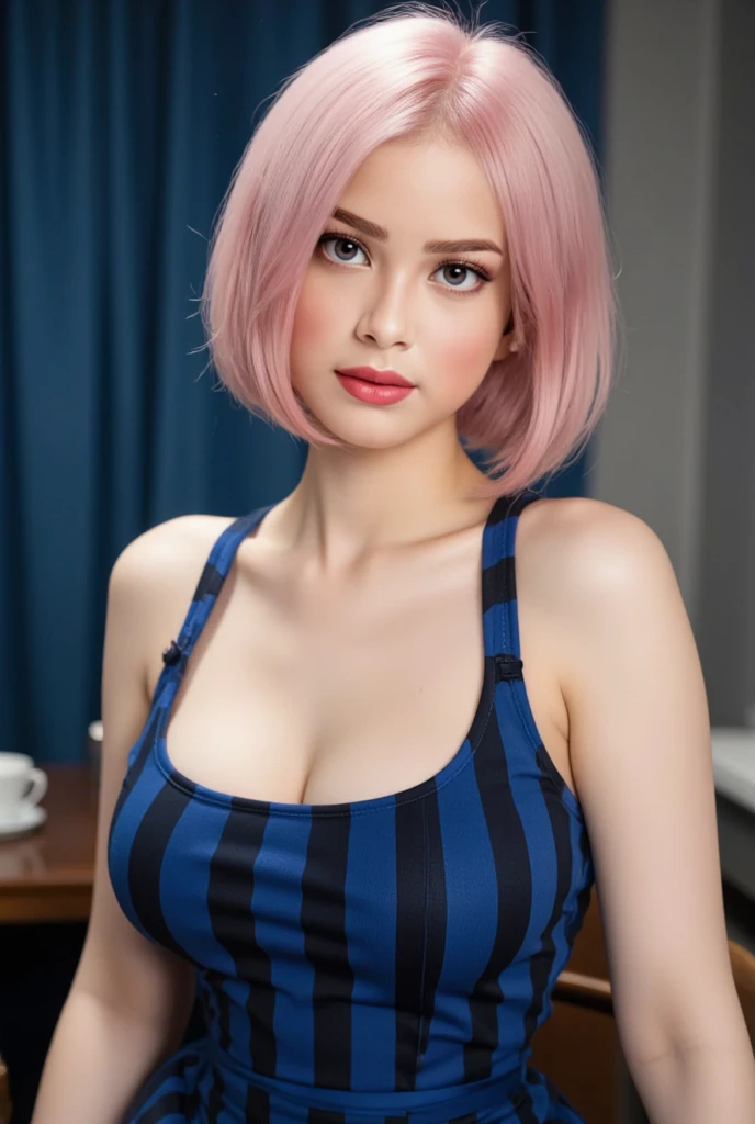 (best quality, 8k, photorealistic:1.5), (solo, one girl:1.5),(shine a bright light on women),(ultimate beautiful girl),(shiny skin),(oily skin),(pink hair:1.5),(short hairstyle:1.3),(cool beauty),Blush brown makeup , dark eye makeup , use pink glossy lipstick,(big beady eyes girl:1.5),(droopy eyes girl:1.5),(blue eyes:1.5),(thin girl:1.5),(baby face girl:1.5),(healthy body),(sex appeal),(sweet smelling girl),(she works for low wages),(kind-hearted woman),(she has a nice smile),(woman with a happy look),(she is very sociable),(from a very poor family),(virgin girl),(She is a secret pervert.),(she covertly lewd),(she looks so erotic),chuuChloe,(woman with very soft breasts),(woman fantasizing about sex),(allurement),(impressive eyes:1.5),(clean girl),(affability),(cute smile),(good personality),(serious personality),(wants sex),(want to masturbate),(want to have sex forcibly),(relaxing time),(hair ornaments),(compassion),(impurity),(love filled),(get horny),(No love experience),(teenager:1.2),(Tight business suit:1.5)