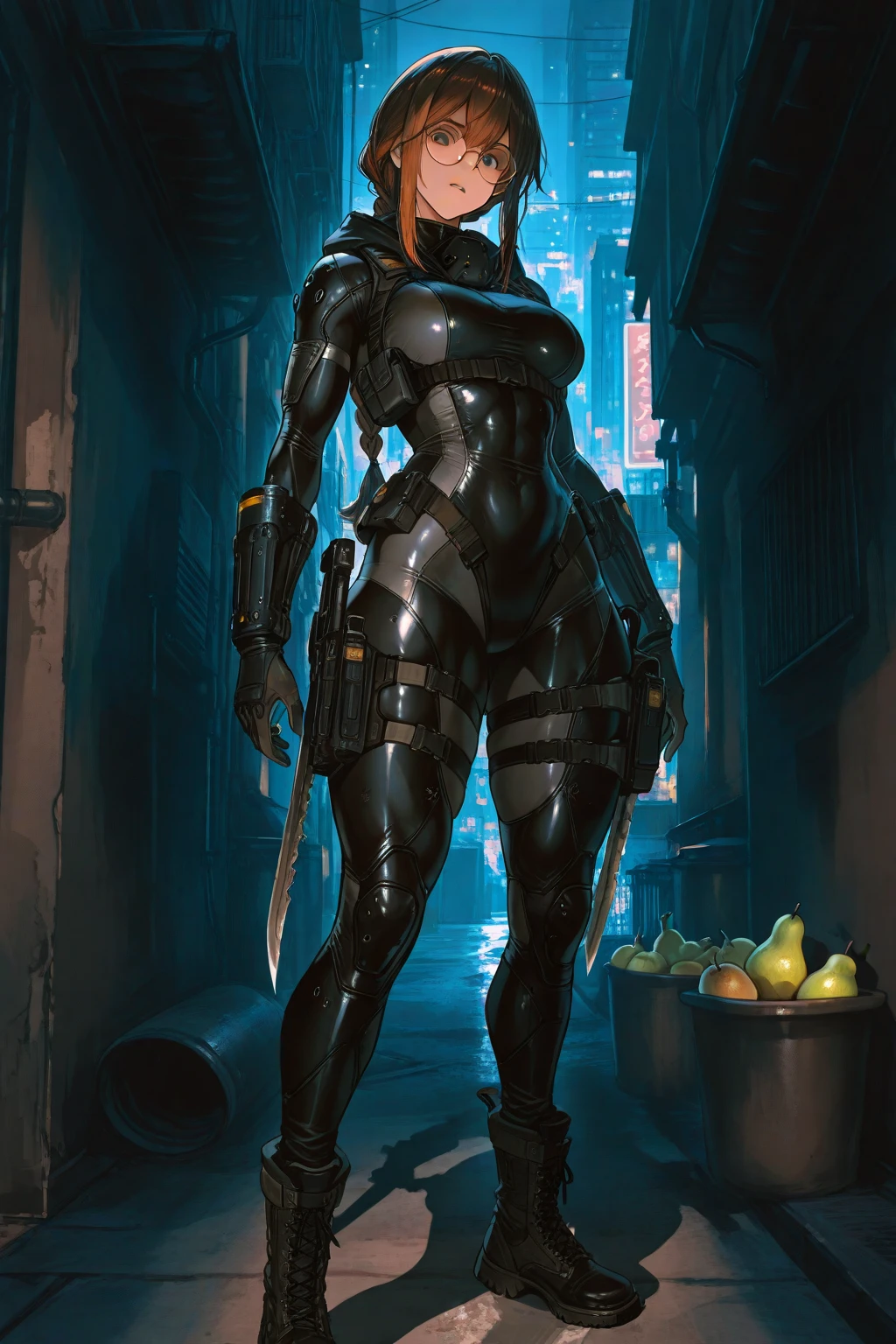 8k, best quality, masterpiece:1.2) (realistic, photo-realistic:1.37) (full body) 1female solo girl, standing, legs apart (wide stance) standing contrapposto, ultra-detailed, cute (Tifa Lockhart) Final Fantasy VII, gantz suit