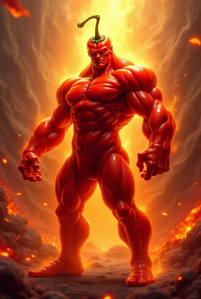 a muscular male humanoid creature with fiery red skin, glowing yellow eyes, and flames erupting from his body, wearing a black and green bodysuit, heroic pose, dramatic lighting, highly detailed, cinematic, 8k, photorealistic, glowing fire effects, dynamic action scene, dramatic shadows, vibrant colors