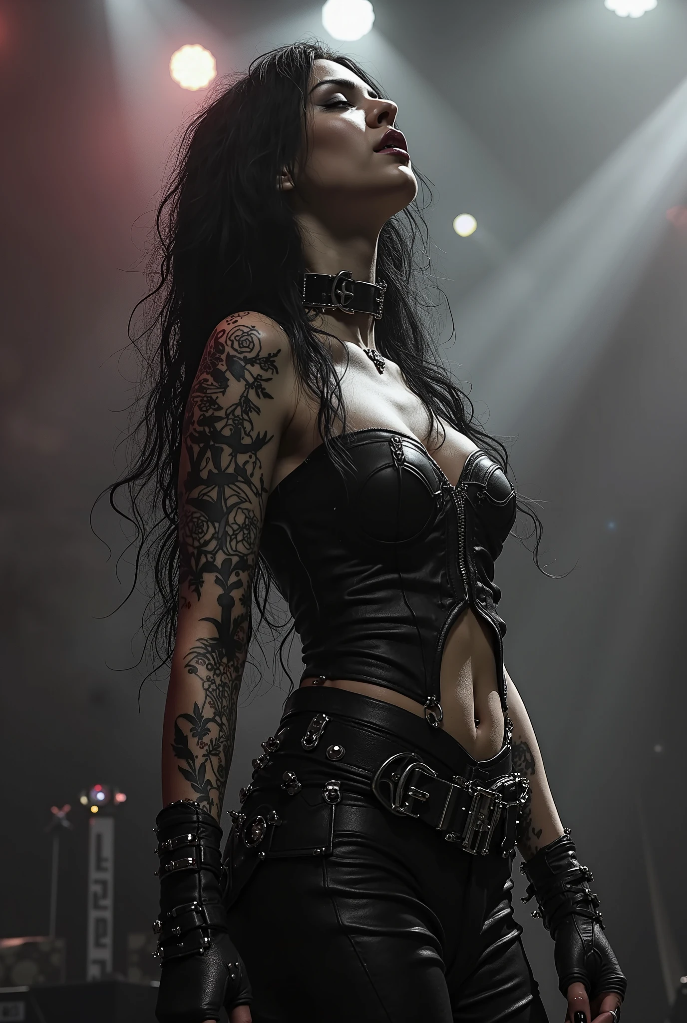 metalhead femal on stage,