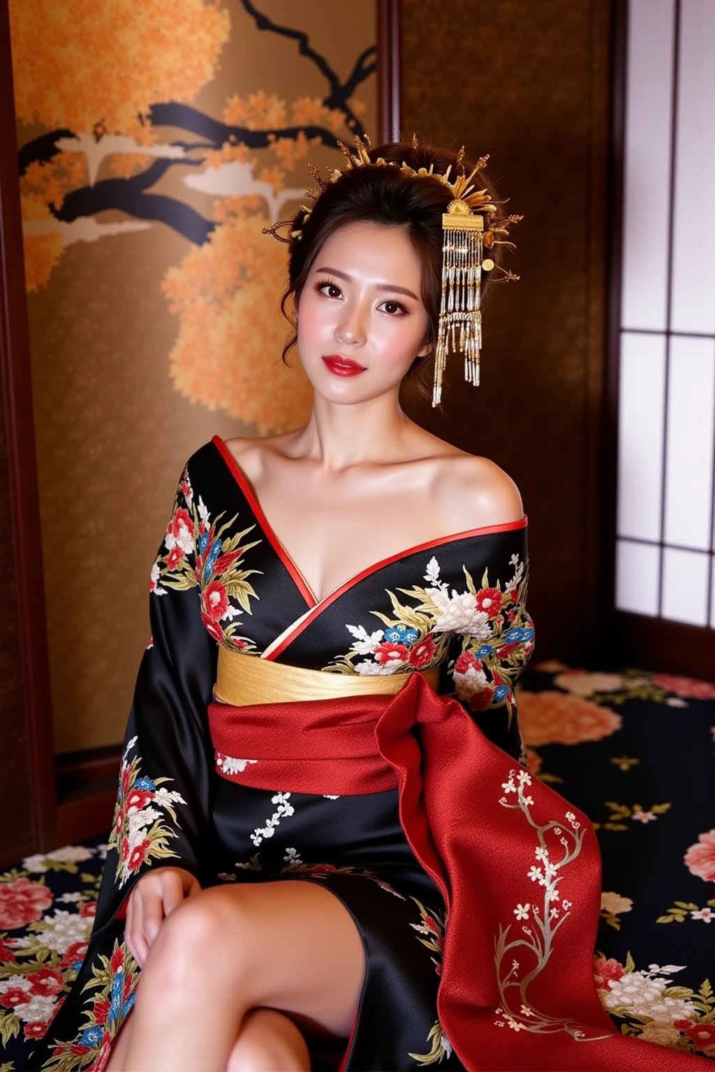 (8K、RAW Photosgraphy、Highest quality、masterpiece:1.2)、(Realistic、Realistic:1.37)、Ultra-high resolution、One Girl、cute、alone、night、Sitting、date、(Nose redness)、(Laughter:1.1)、(Closed)、Huge 、Beautiful Eyes、(short hair:1.2)、(((Fireworks bursting into the sky、night)))、(((kimono、yukata)))、Cleavage、Perfect body、Perfect Fingers、Professional Lighting、Japanese Goddess、gravure、Detailed face and skin texture、fine grain、RAW Photos