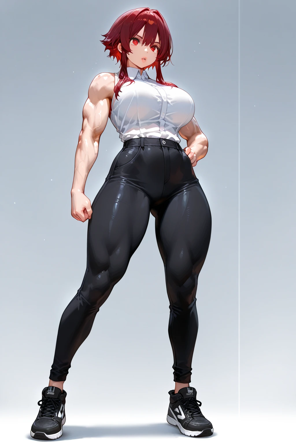 a very muscular female bodybuilder, extremely detailed, athletic body, red sports bra and panties, dynamic pose, artistic lighting, dramatic shadows, cinematic composition, photorealistic, high contrast, vivid colors, 8k, hyper detailed