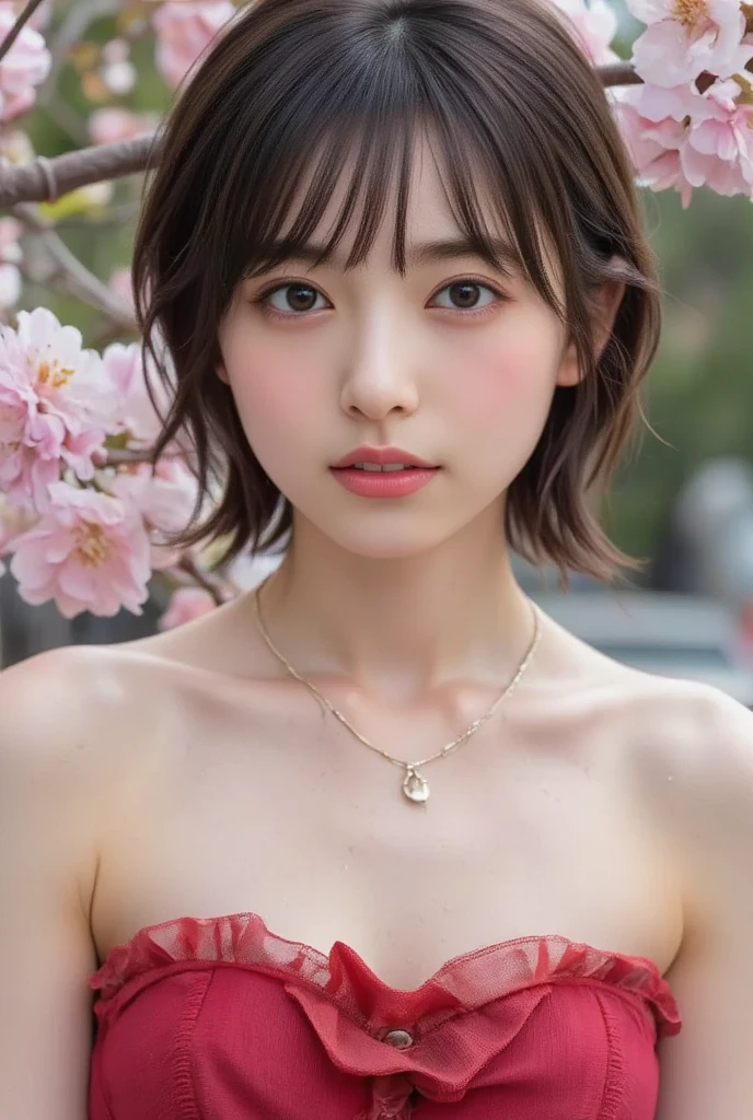 red knit, turtleneck, Santa Claus Red Costume, (open all buttons: 1.1), santa claus hat, big, big breasts, deep cleavage, embrace your chest, highest quality, masterpiece, figure, very delicate and beautiful, very detailed, CG, unity, 8k wallpaper, wonderful, small details, highly detailed CG Unity 8k wallpaper, huge file size, very detailed, High resolution, handsome detail woman, very detailed big eyes and face, wonderful detailed eyes, face light, (Best figure: 1.1), (best shadow: 1.1), Ultra High resolution, (Photoreal: 1.1), (Photoreal: 1.2:1.1), realistic  proportions, thin, smile, (compensate: 0.4), (fluffy light colored eyes: 1.21), light colored eyes, round eyes, look at the viewer, dark brown hair, earrings, necklace, hairpin, (irregular irregular skin imperfectionions, vein, wrinkled pores in the skin: 1.2), white background, (Bokeh: 1.4), straight hair, very short hair, short bob hair, slightly bangs, bangs, skin luster,  gloss, lip gloss, Chest luster, smile, teeth, Beautiful teeth, long neck, big eyes, clear eyes, Clear double eyelids, Both ears are out, Very cute, overwhelming beauty, eye highlights, close the chest, facing forward, The body is for the viewer, put your hand on your cheek, perfection, detailed and beautiful hands, perfection and detailed and beautiful fingers, Exact number of arms, exact number of fingers