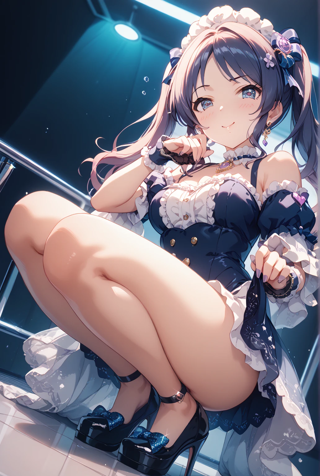 cute、Maid、Leg spread、party、clear、Good style、Long Hair
