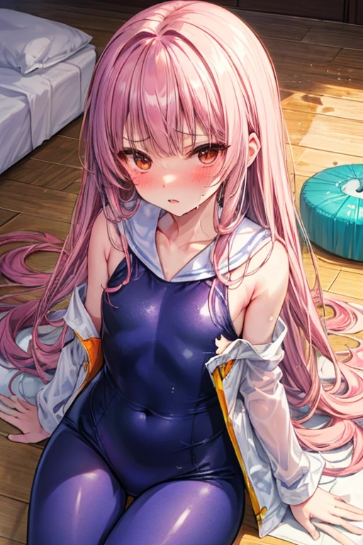 
Masterpiece,Beautiful adult woman ,Megurine Luka,School Swimsuit,Pink long hair,blue eyes,Pee,Show me the vagina,Spread your legs,Embarrassed expression,blush,Bedroom