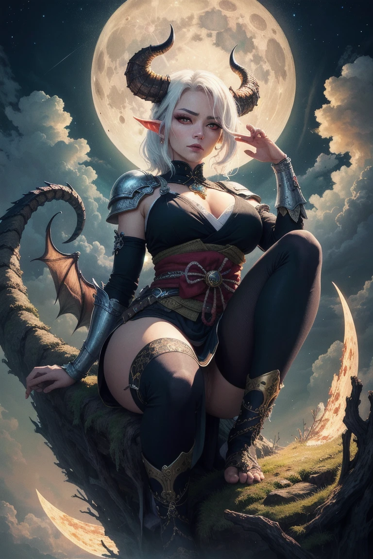 ((Highest quality)), ((masterpiece)), (detailed), Succubus, 天superiorの美しさ, 雲のsuperiorに座る, (Fantasy Illustration:1.3), Captivating Gaze, leotard, pantyhose, stockings, Bodysuits, Seductive pose, Delicate Wings, The charm of another world, Mystical Sky, Big Moon, Moonlit Night, Soft colors, (detailed cloudscape:1.3), (High resolution:1.2), From below, (evaluation_Explicit), (score_9, score_8_superior, score_7_superior, score_6_superior, score_5_superior, score_4_superior, High resolution, 4K)