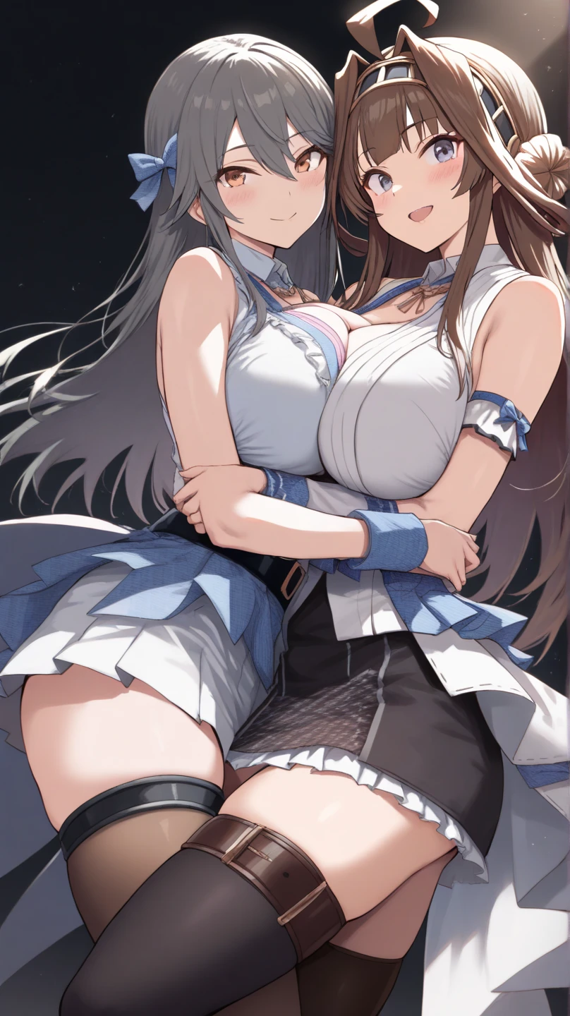 A women, long brown hair [Wavy hair at the end of the hair,], blue eyes [bright pupils 1.5] break 
White shirt[with white shirt collar], Pink coquette jacket[Zipped up half way], Space blue short, Black gloves[short gloves,cover only the wrist and middle finger], Black tights, White legs warm,Blown boots [Short]. Break 

