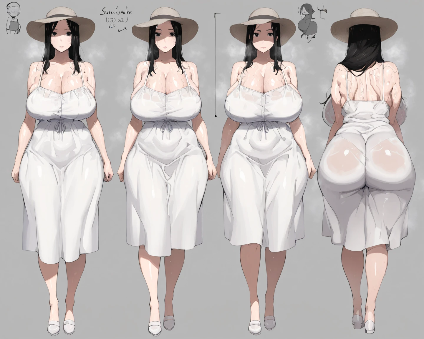 40 year old Japanese mother and teenage daughter, dressed in nightwear, transparent nightgown with lace, large saggy and droopy breasts, NSFW, fully body, body goosebumps, straight hair, realisitic, tan lines, fotografia realisitic, 8k, uhd