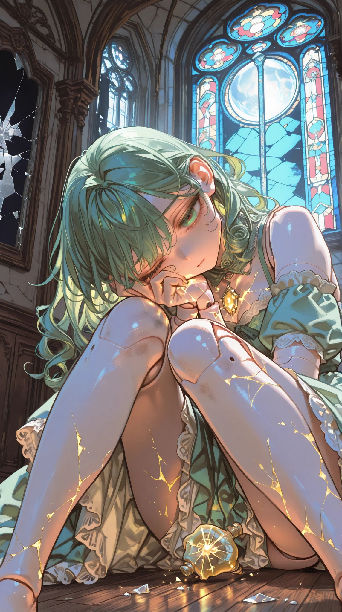 ((Finest quality)),(超A high resolution),(ultra-detailliert),(Meticulous portrayal),((Best Anime)),(Finest works of art),Ultra-Precision Art,The art of astounding depiction,Overwhelming depiction of fantasy art:1.5, ((A woman who is restrained and unable to move:1.5)),wrapped in chains:1.3