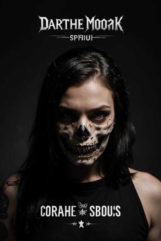 Printed T-shirt Skull Image Vector, Dark style image, Image painted in artistic style, image with white background volumetric lighting, Black and white color image, 24K