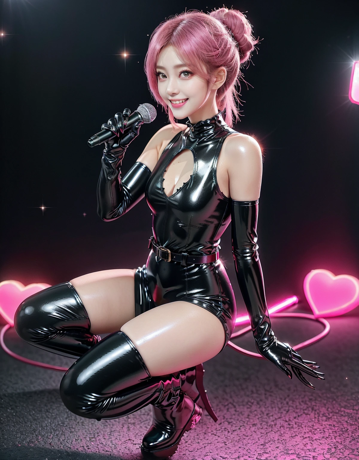 (Tabletop:1.0), (highest quality:1.4), (High resolution:1.2), (Realistic:1.4), (8k, RAW Photos:1.2), (Soft Focus:1.4),(close up:1.2),break,a girl walking and wearing slime qbunny,Smiling while taking a photo.............................................................,(a girl wearing sticky cream bunny:1.4),(sticking out their tongue:1.2),BREAK,Smooth and tight boots, Clear skin,latex, Translucent body,latex Shiny,Perfect Fingers,(Shiny latex gloves:1.2), gloves that fit their skin,break,BREAK,bob hair,(vermilion hair:1.2),(smile:1.2),glossy Shiny reflective, Makeup,Japanese Goddess, Glowing Skin,Gorgeous Japanese Model,Shiny,Shiny,(leather black boots:1.2),(wide boots:1.3),wrinkles,break,Detailed Background,(on the bridge road:1.1),(fireworks are going off in the background:1.1)