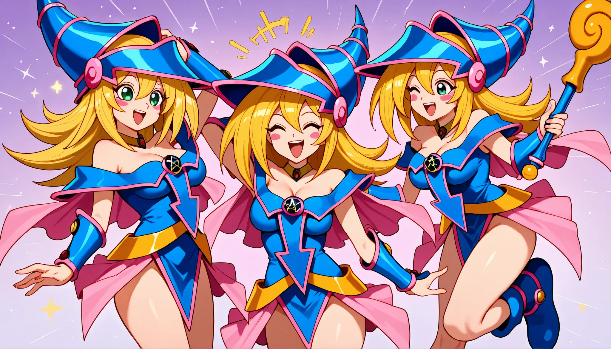 Black magician girl, Blue clothes, blondesBlack magician girl, Blue clothes, blondes, ( cheerful laugh , Aerial)