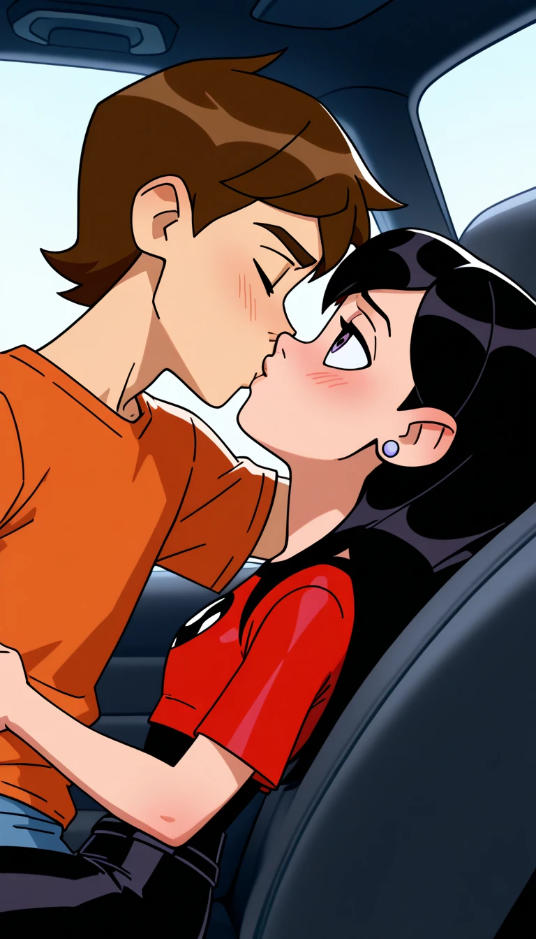 score_9, score_8_up, score_7_up, Thornhex, black hair, red highlights , SD90style, retro artstyle, source_cartoon, red nails, blue eyes, red lips, nude, long hair, looking at viewer, breasts, lipstick, nipples, makeup, smile, 1girl, 1boy, breasts, hetero, penis, sex, pubic_hair, nipples, testicles, vaginal, sex_from_behind, female_pubic_hair, pussy, open_mouth, reverse_cowgirl_position, spread_legs, mole, uncensored, girl_on_top, male_pubic_hair, medium_breasts, nude, realistic, straddling, indoors, solo_focus