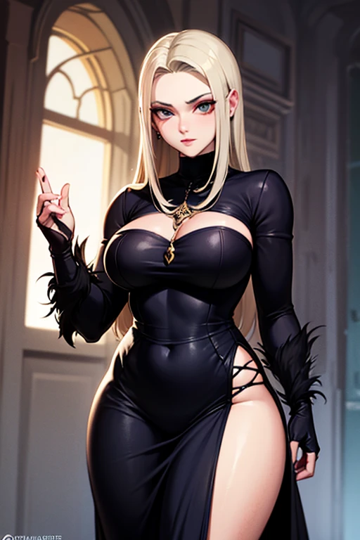 (best quality,4k,8k,highres,masterpiece:1.2),ultra-detailed,(realistic,photorealistic,photo-realistic:1.37),HDR,UHD,studio lighting,ultra-fine painting,sharp focus,physically-based rendering,extreme detail description,professional,vivid colors,bokeh,portraits,gothic style,grayscale color tones,soft lighting, NSFW, topless, bottomless, fully naked,exposed breasts,confident expression,provocative pose,heavy eye makeup,thick eyelashes,perfectly defined eyebrows,seductive lips,pale complexion,curvaceous body,fit and toned physique,blonde long flowing hair,artistic black and white background,dominant and alluring aura,sexy heels,high heels,bold accessories,high contrast visuals,subtle shadows and highlights,subdued colors,sublime atmosphere,mysterious vibes,sensual composition,enhanced cleavage, exquisite ass,emphasis on body curves,exquisite details on clothing and accessories,meticulous attention to skin texture and details,tantalizing gaze,hauntingly beautiful,exuding confidence and power,irresistible magnetism,impeccable composition,visually captivating,unforgettable artwork, holding a whip, thigh high leggings, naked breast exposed, big cameltoe, visible cameltoe,oiled up, NSFW