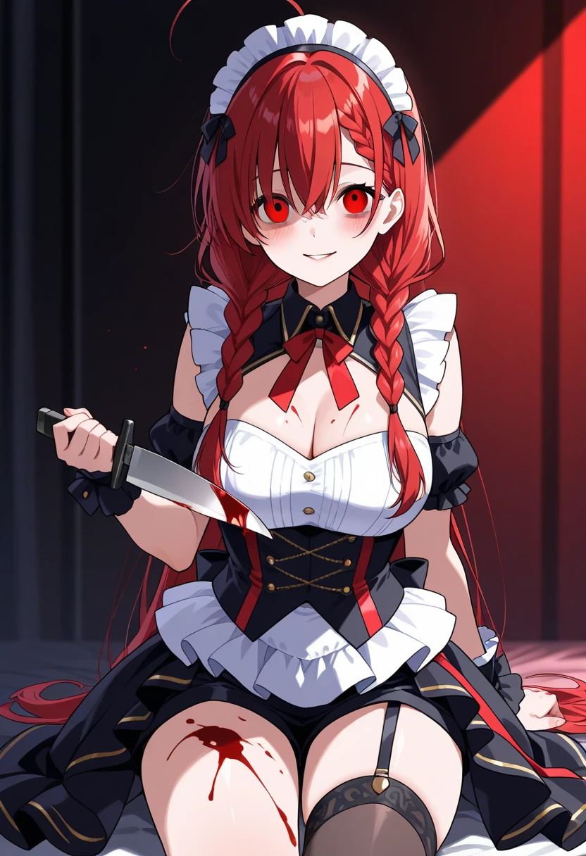 1girl,scared expression open mouth clenched teeth,red hair,red eyes,,sad,despair,,(collar),(leash),,(tied up),(tied wrists),bikini