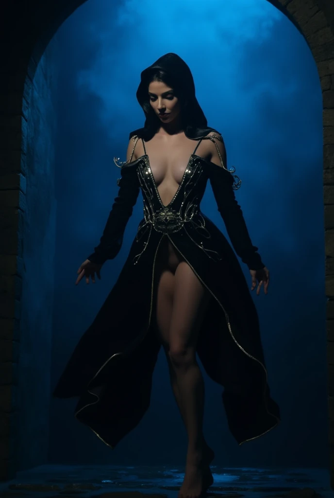 ((masterpiece, Best Quality)), 32K HDR, hight resolution, Detailed face, Detailed texture, finely detailed skin, Sharp Focus, (Perfect slim body:1.1), (Cinematic lighting), Soft lighting, Dynamic Angle, 1girl in, (Ultra-realistic photos of Lena Headey:1.5, Princess Gorgo:1.15, Video 300-SMF), Solo, Long hair, Black hair, (torn black body suit:1.5), In an abandoned shabby hut, (ultra gigantic tits:1.9, Realistic nipples :1.2), (Full body shot:1.1, squatting and opening legs:1.5, Put your hands in front of you:1.5, yawn and closed eyes:1.55, Dark atmosphere:1.1),