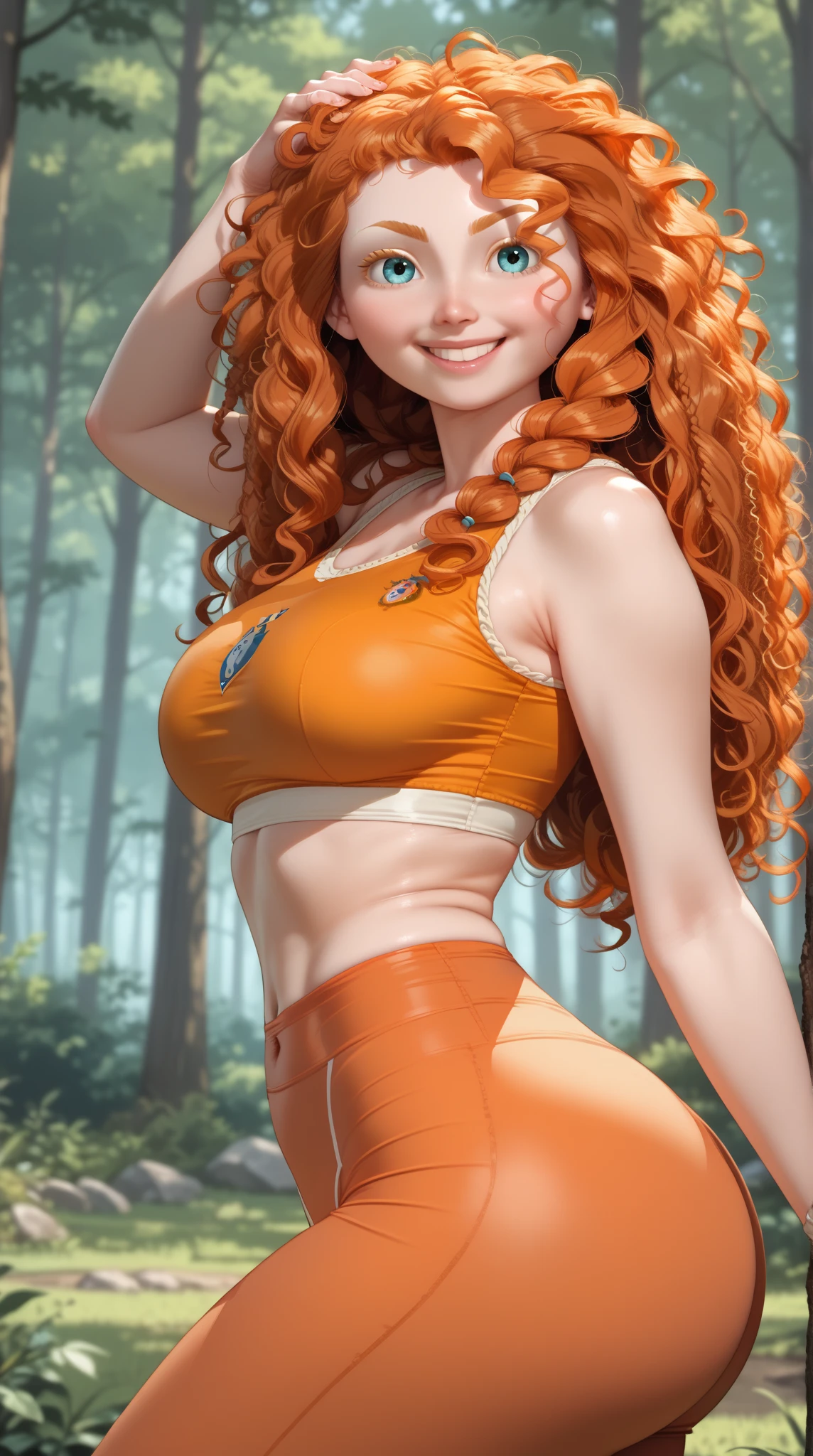 8K, Best quality, masterpiece, ultra high resolution, (realism: 1.4), original photo, (Realistic skin texture: 1.3), (granularity: 1.3), (30 years),woman ,Scarlet Elsa,long scarlet hair, beautiful (Yellow) eyes and facial details, masterpiece, Best quality, Close-up, Whole body,( huge pectoral muscle),open mouth,sitting