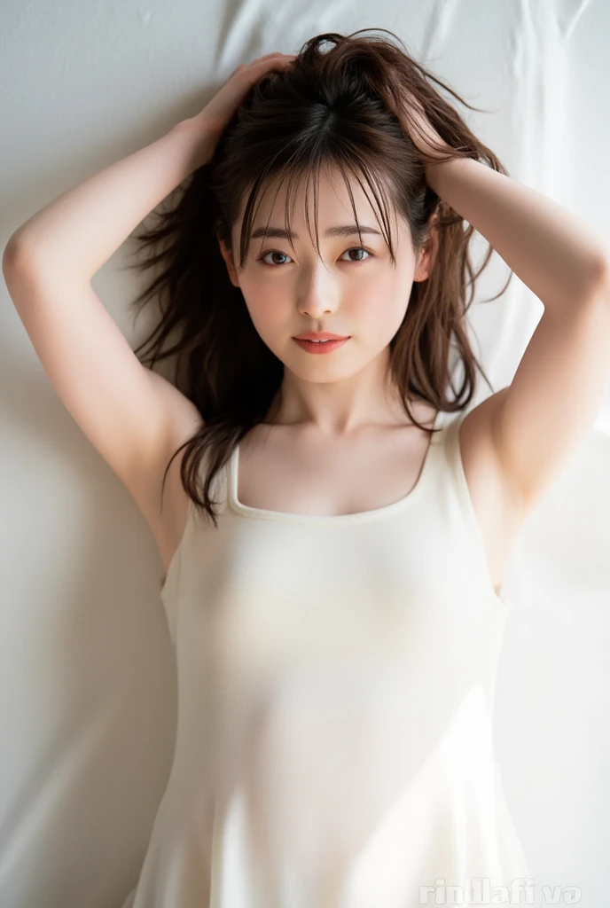 RAW image, 16K, color, image, (Only one girl), Beautiful Face, Highly detailed face, Very fine grain, Very high quality neck, Beautiful Hair, Very fine hair, High quality hair, Highly detailed skin, Highly detailed skin, Very high quality legs, Very beautiful legs, (Highly detailed armpits), Very high quality underarm, ((Side fetish)), ((The ultimate in high quality underarm: 1.3)), Armpit depression, ((((Dimpled Armpits)))), ((((Deeply wrinkled armpits)))), ((color素沈着した脇の下))))), {{{Heavily color素沈着した脇の下}}}, ((Deeply wrinkled armpits)), color素沈着した脇の下, (bikini),、Swimwear