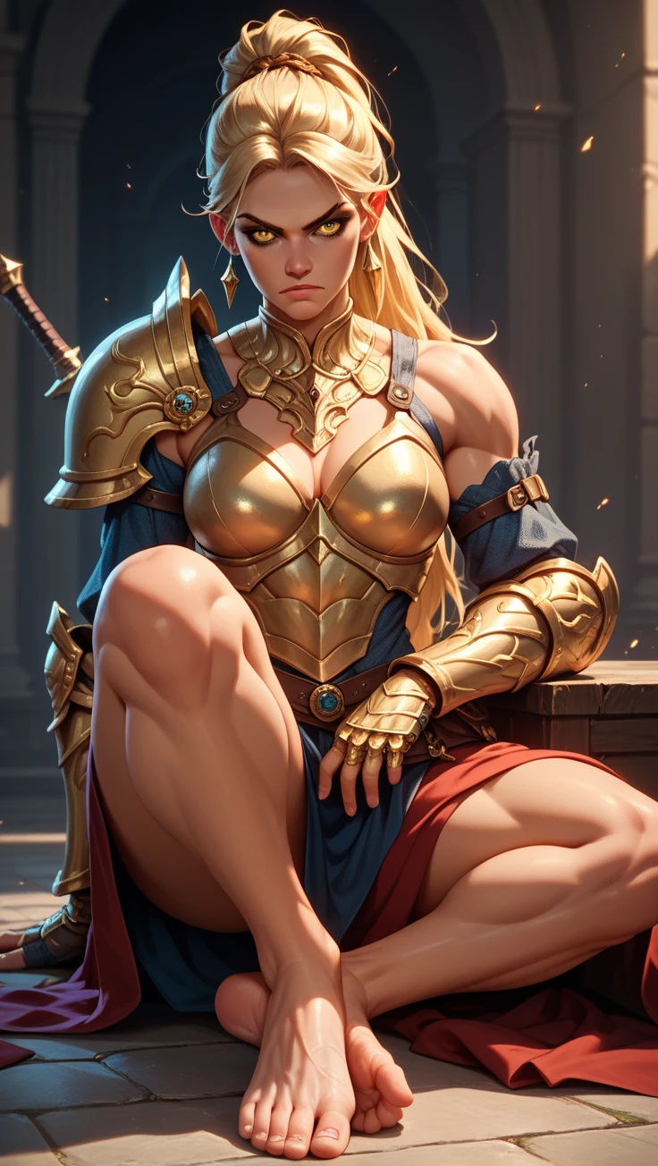 masterpiece, best quality, <lora:RomanWorldWmar:1> romanworld, 1 girl, sitting, (armoured), looking at viewer, smiling,