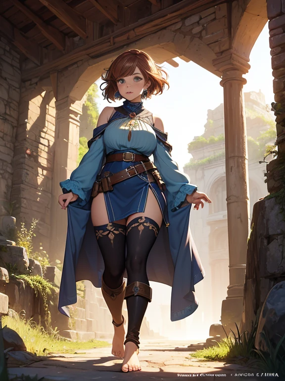 (masterpiece, 4K ,Super detailed:1.2), (anime:1), (Perfect quality), The whole body is shown, View Viewer, Holding a sword, ponytail, Cold expression, Muscular and ultra violent women, Powerfully々And, epic female swordsman, RPG concept art character, Light clothing