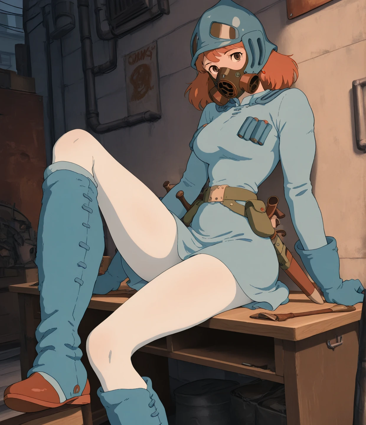 safe_pos, score_9, score_9,score_8_up, female bounty hunter, red hair, star wars, captured, prisoner, tied, bound, shirt ripped open, nipples, pants down, pussy, squatting, pissing, men watching, masturbating, cumshot on face