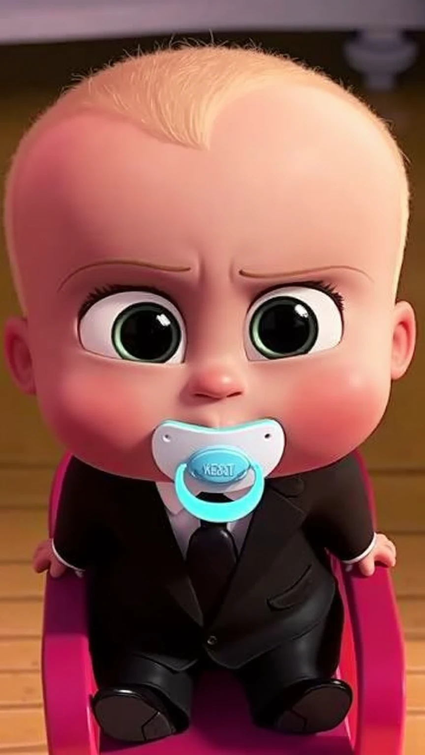 This kid is the boss,shows the boss's temperament and the 's cuteness