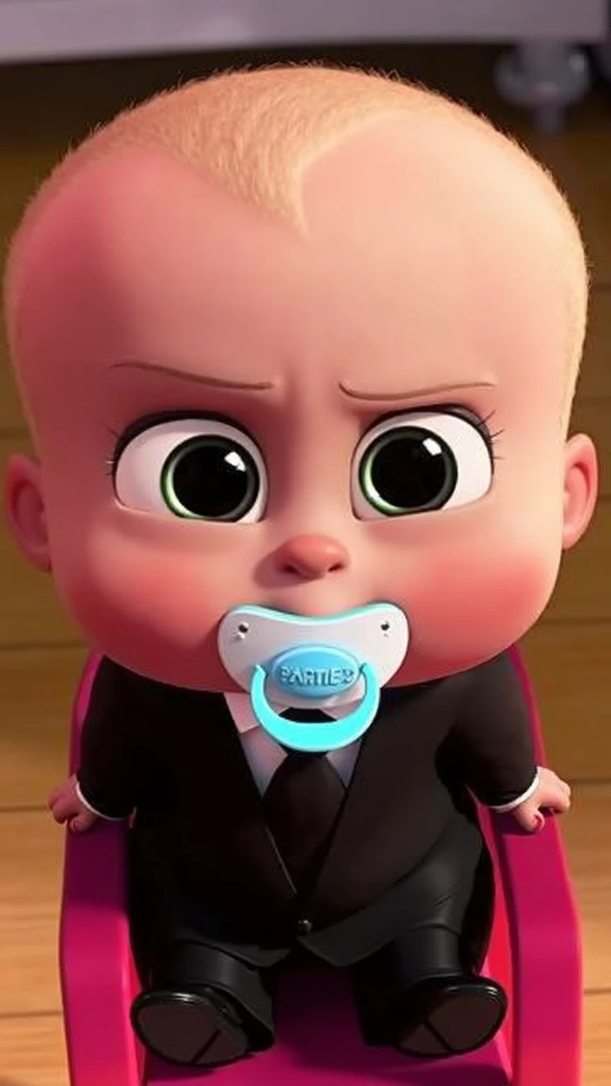 This kid is the boss,shows the boss's temperament and the 's cuteness