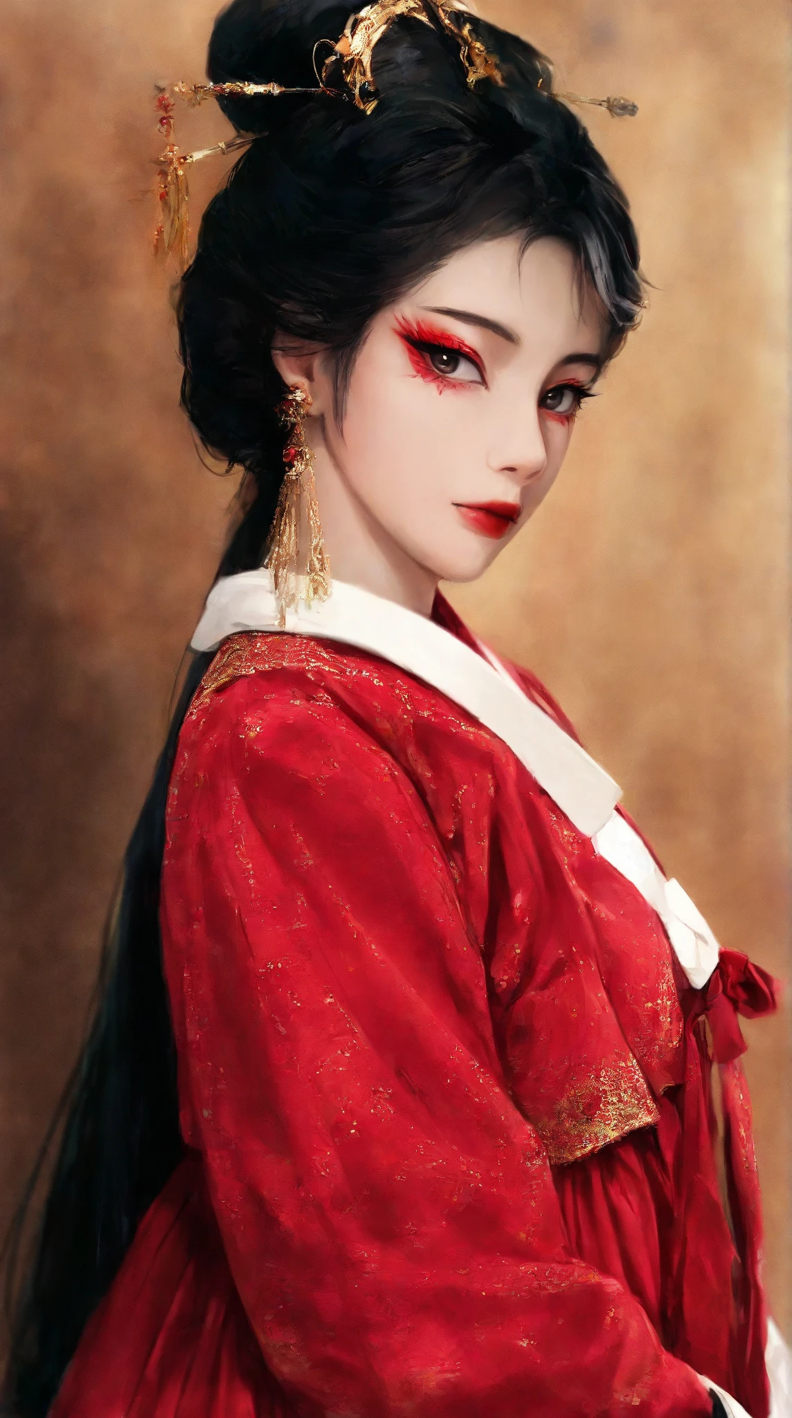 masterpiece, best quality, 传统Hanbok少女, Korea, Hanbok, ellegance, traditionalcostumes, Portrait of an elegant woman with exquisite makeup, classical beauty, High Details, 8k, Korea文化, Traditional style, high-definition picture quality