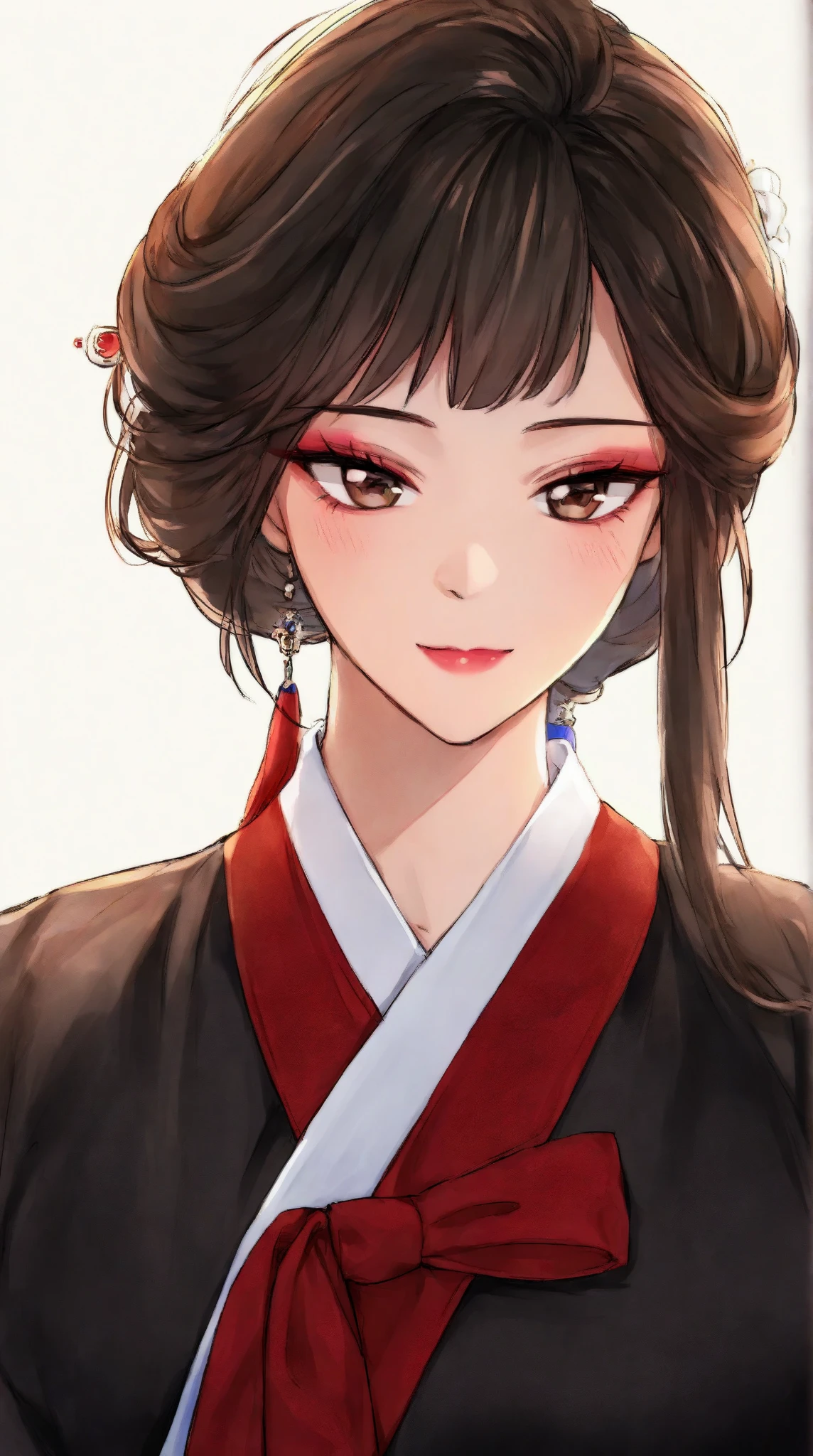 masterpiece, best quality, 传统Hanbok少女, Korea, Hanbok, ellegance, traditionalcostumes, Portrait of an elegant woman with exquisite makeup, classical beauty, High Details, 8k, Korea文化, Traditional style, high-definition picture quality