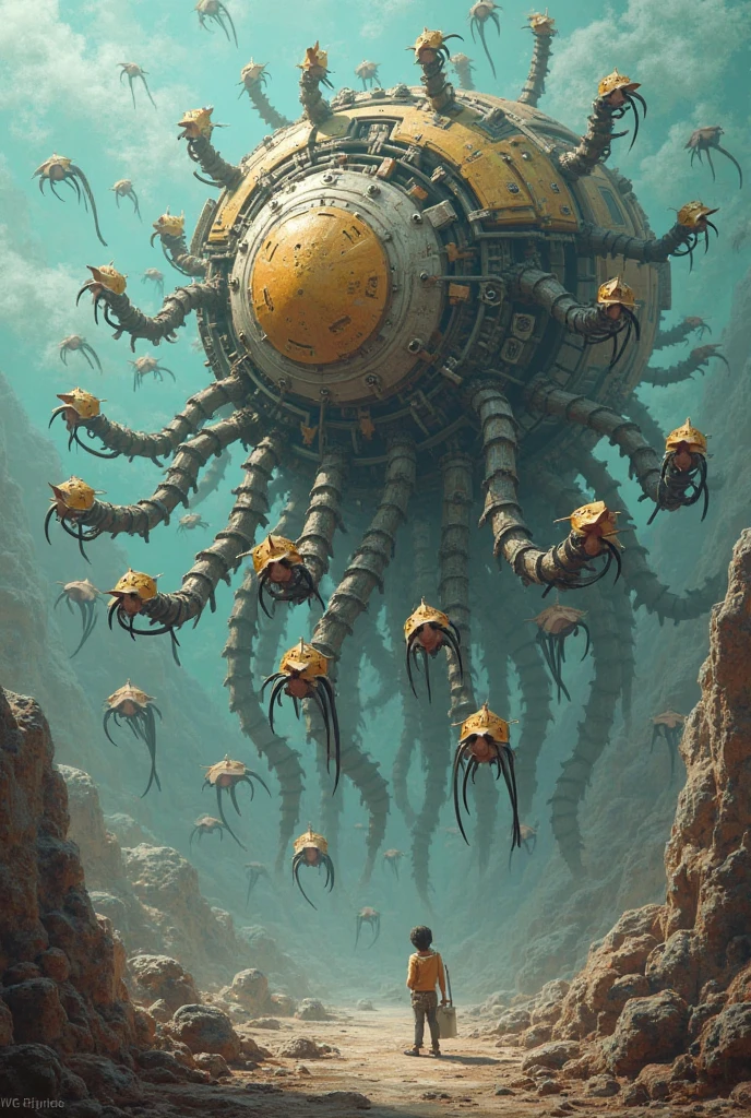 (photorealistic), (hight resolution 4k, 8k)painting in high definition, nffsw,(sharp focus, realistic)(maximum quality),((best quality: 1.5) ,((masterpiece: 0.8)) intricate details,
strange world , strange and hostile planet,in a desert of an alien planet, aonlonge ice pillars like alien command towers, blue sky, e artimosfera laranjada, Carnivorous plants, giant insects with large spider-like legs, panoramic scene, Hyper-Realism, high qualiy, Maximum quality, ships hovering in the air from the ice towers ,