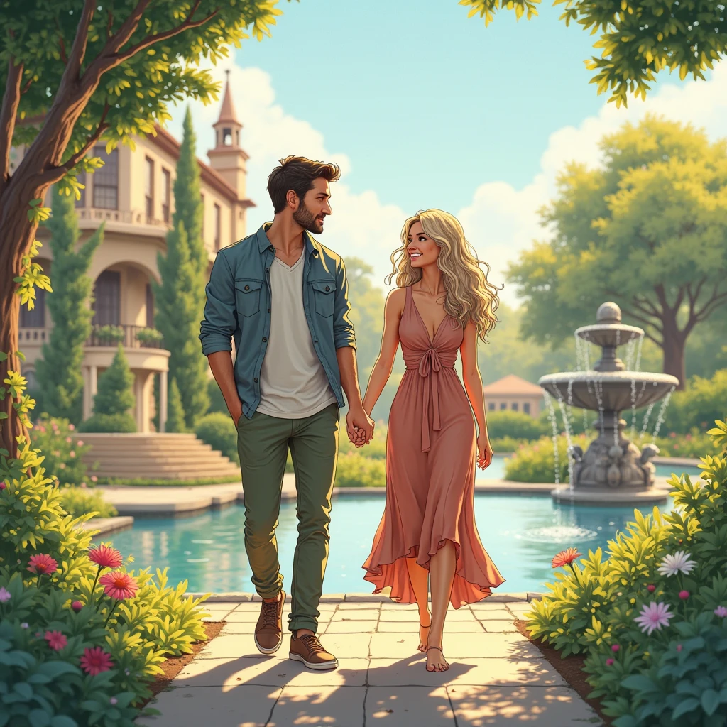 Gwen stacy and Peter parker walking along a nile