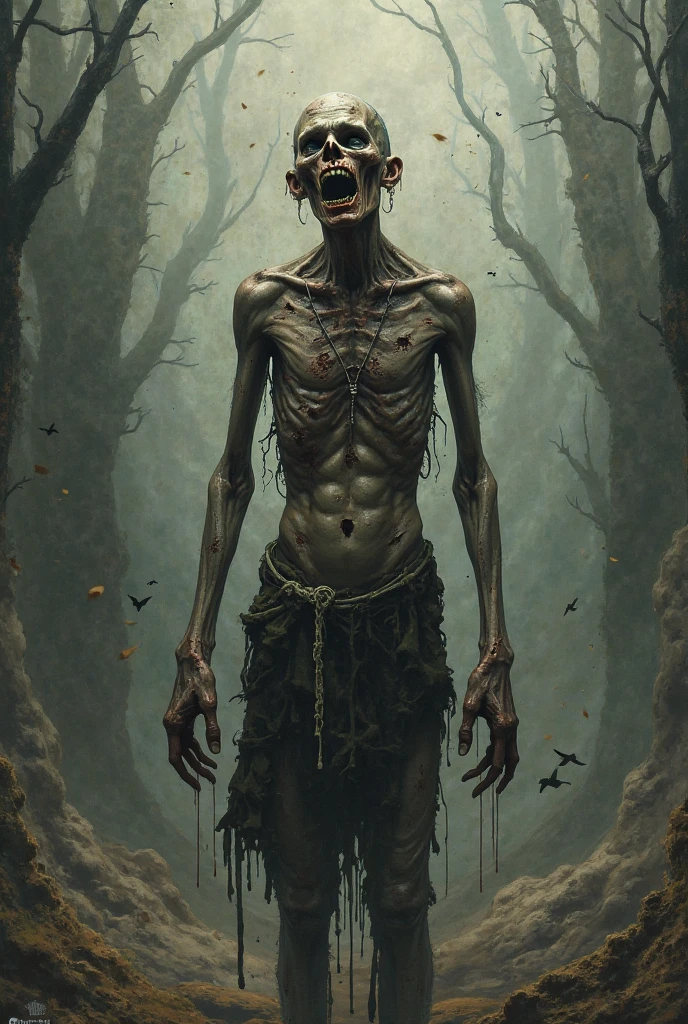 quality\(masterpiece, best quality,8K,非常に精細なCGユニットのwallpaper,High resolution,top-quality,top-quality real texture skin,Surreal,Increase the resolution,RAW Photos,最高quality,Very detailed,wallpaper\), break, zombie, zombieアニメスタイル、苔の生えているzombie, Dweller of the Dark, (((zombieの身体の養分で頭の上に一凛の花が咲く:1.37, 花の美しさとzombieの醜悪さのSurrealな画像:1.37))), 猫背で歩くzombie, 鋭い眼光のzombie, Tattered clothes, dirty,Thriller, Michael jackson,植林するzombie, 樹木を植えるzombie, Heartwarming, Night Time, Deep woods,Long Shot, Full body angle, Movie angle, art posters