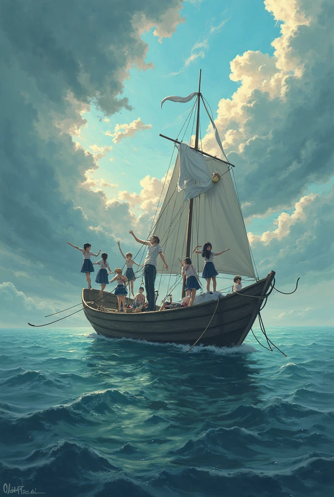 It seems that you want me to describe the latest generated image。In this painting，A family of three standing on the bow of a modern sailboat。Parents and children wearing smart casual clothing，A relaxed and happy smile on his face。Behind them is the tranquil vast blue sea and clear sky.，A few seagulls flying in the distance。The image shows the entire sailing vessel，Showing off its full length and elegant design。The whole scene conveys the essence of a happy trip，A perfect blend of the grandeur of a sailboat and the tranquility of the ocean。

