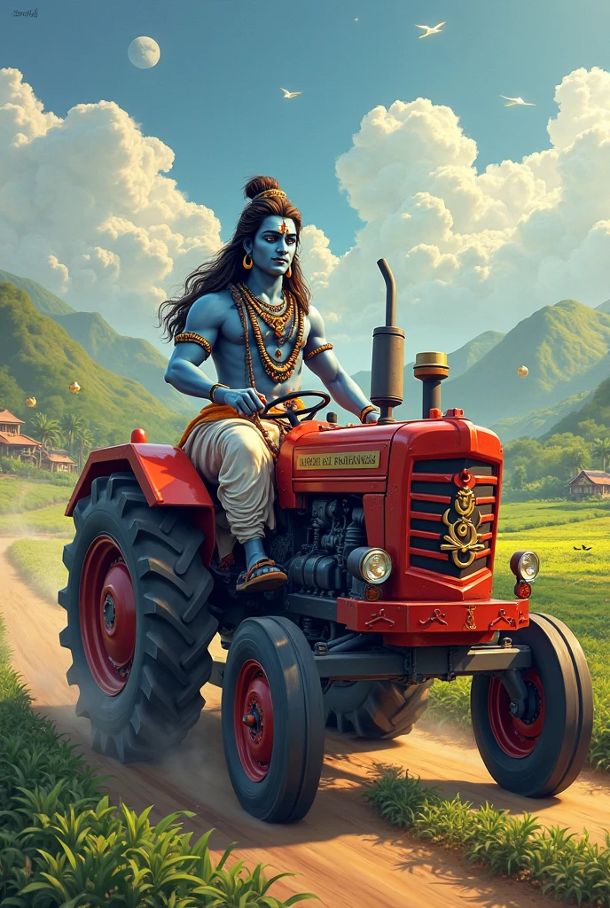 New holland tractor driving lord krishna and lord Sankar