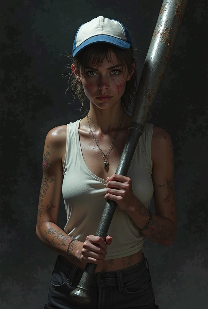 Best Quality,masterpiece,ultra high resolution,(photorealistic:1.4)1 girl,White background,Alone,blood,arm protectors,simple background,male focus,looking at the viewer,black eyes,or,floating hairy body,, (pistol:1.3), holding pistol, dirty blonde,,Upper part of the body,cargo shorts,Session,